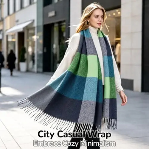 Loritta Womens Scarf Fashion Long Plaid Shawls Wraps Big Grid Winter Warm Lattice Large Scarves Gifts - LORITTA (1)