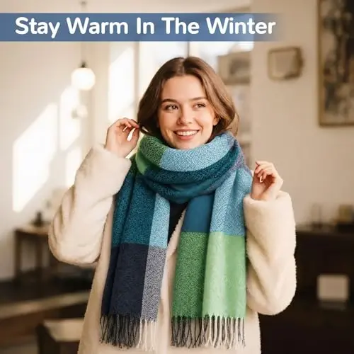 Loritta Womens Scarf Fashion Long Plaid Shawls Wraps Big Grid Winter Warm Lattice Large Scarves Gifts - 4