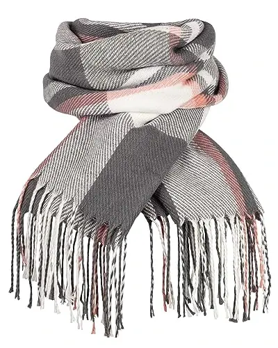 Loritta Winter Scarf for Women, Long Plaid Shawl Wraps Scarves Gifts | Large Fall Scarfs, Big Grid Tartan Blanket, Soft Warm Chunky Oversized, Lattice Tassels, Stocking Stuffers, Christmas gift 