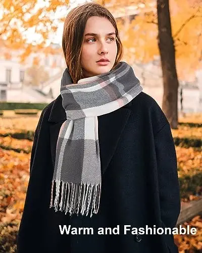 Loritta Winter Scarf for Women, Long Plaid Shawl Wraps Scarves Gifts | Large Fall Scarfs, Big Grid Tartan Blanket, Soft Warm Chunky Oversized, Lattice Tassels, Stocking Stuffers, Christmas gift - 5