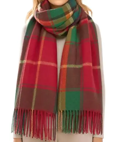 Loritta Winter Scarf for Women, Long Plaid Shawl Wraps Scarves Gifts | Large Fall Scarfs, Big Grid Tartan Blanket, Soft Warm Chunky Oversized, Lattice Tassels, Stocking Stuffers, Christmas gift - 1