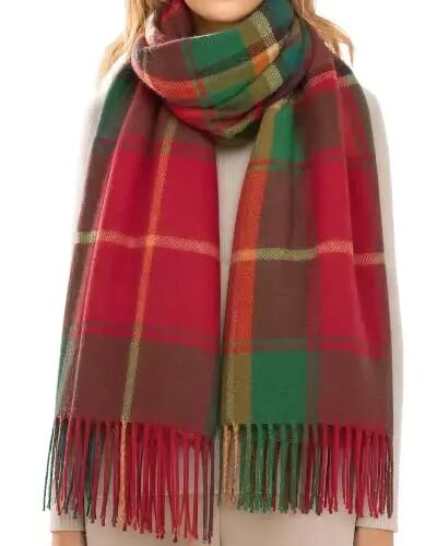 Loritta Winter Scarf for Women, Long Plaid Shawl Wraps Scarves Gifts | Large Fall Scarfs, Big Grid Tartan Blanket, Soft Warm Chunky Oversized, Lattice Tassels, Stocking Stuffers, Christmas gift - Loritta