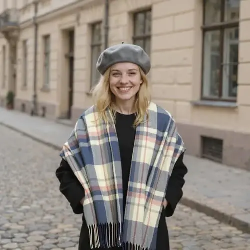 Loritta Winter Scarf for Women, Long Plaid Shawl Wraps Scarves Gifts | Large Fall Scarfs, Big Grid Tartan Blanket, Soft Warm Chunky Oversized, Lattice Tassels, Stocking Stuffers, Christmas gift - 5