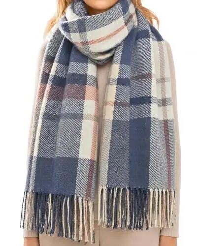 Loritta Winter Scarf for Women, Long Plaid Shawl Wraps Scarves Gifts | Large Fall Scarfs, Big Grid Tartan Blanket, Soft Warm Chunky Oversized, Lattice Tassels, Stocking Stuffers, Christmas gift - Loritta