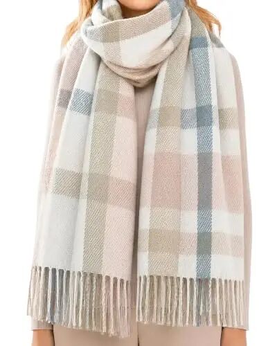 Loritta Winter Scarf for Women, Long Plaid Shawl Wraps Scarves Gifts | Large Fall Scarfs, Big Grid Tartan Blanket, Soft Warm Chunky Oversized, Lattice Tassels, Stocking Stuffers, Christmas gift - Loritta