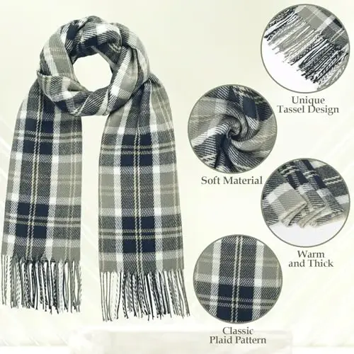 Loritta Winter Scarf for Women, Long Plaid Shawl Wraps Scarves Gifts | Large Fall Scarfs, Big Grid Tartan Blanket, Soft Warm Chunky Oversized, Lattice Tassels, Stocking Stuffers, Christmas gift - Loritta (1)