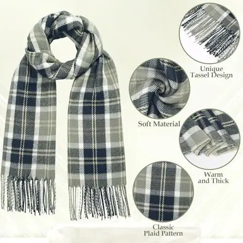 Loritta Winter Scarf for Women, Long Plaid Shawl Wraps Scarves Gifts | Large Fall Scarfs, Big Grid Tartan Blanket, Soft Warm Chunky Oversized, Lattice Tassels, Stocking Stuffers, Christmas gift - Loritta (1)