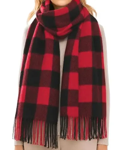 Loritta Winter Scarf for Women, Long Plaid Shawl Wraps Scarves Gifts | Large Fall Scarfs, Big Grid Tartan Blanket, Soft Warm Chunky Oversized, Lattice Tassels, Stocking Stuffers, Christmas gift - 1