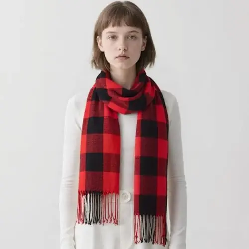 Loritta Winter Scarf for Women, Long Plaid Shawl Wraps Scarves Gifts | Large Fall Scarfs, Big Grid Tartan Blanket, Soft Warm Chunky Oversized, Lattice Tassels, Stocking Stuffers, Christmas gift - 3