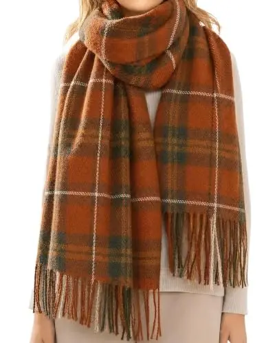 Loritta Winter Scarf for Women, Long Plaid Shawl Wraps Scarves Gifts | Large Fall Scarfs, Big Grid Tartan Blanket, Soft Warm Chunky Oversized, Lattice Tassels, Stocking Stuffers, Christmas gift - 1