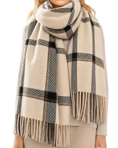 Loritta Winter Scarf for Women, Long Plaid Shawl Wraps Scarves Gifts | Large Fall Scarfs, Big Grid Tartan Blanket, Soft Warm Chunky Oversized, Lattice Tassels, Stocking Stuffers, Christmas gift - 1