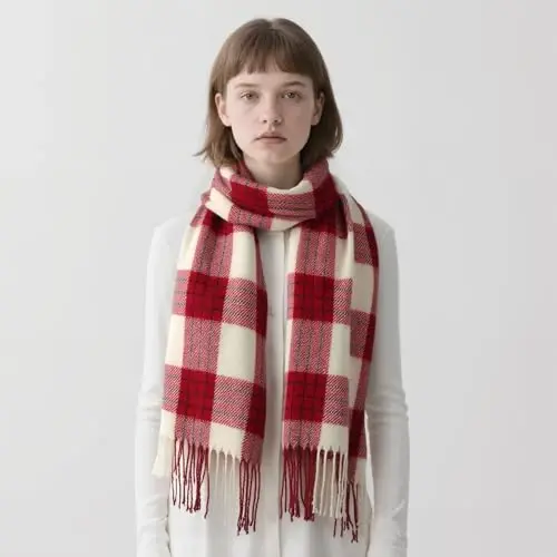 Loritta Winter Scarf for Women, Long Plaid Shawl Wraps Scarves Gifts | Large Fall Scarfs, Big Grid Tartan Blanket, Soft Warm Chunky Oversized, Lattice Tassels, Stocking Stuffers, Christmas gift - 3