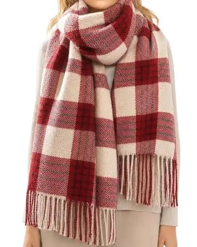 Loritta Winter Scarf for Women, Long Plaid Shawl Wraps Scarves Gifts | Large Fall Scarfs, Big Grid Tartan Blanket, Soft Warm Chunky Oversized, Lattice Tassels, Stocking Stuffers, Christmas gift - Loritta