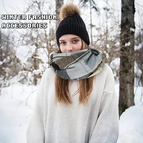 Loritta Winter Scarf for Women, Long Plaid Shawl Wraps Scarves Gifts | Large Fall Scarfs, Big Grid Tartan Blanket, Soft Warm Chunky Oversized, Lattice Tassels, Stocking Stuffers, Christmas gift - 5