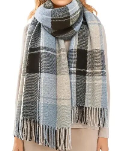 Loritta Winter Scarf for Women, Long Plaid Shawl Wraps Scarves Gifts | Large Fall Scarfs, Big Grid Tartan Blanket, Soft Warm Chunky Oversized, Lattice Tassels, Stocking Stuffers, Christmas gift - Loritta