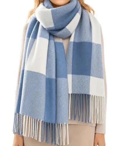 Loritta Winter Scarf for Women, Long Plaid Shawl Wraps Scarves Gifts | Large Fall Scarfs, Big Grid Tartan Blanket, Soft Warm Chunky Oversized, Lattice Tassels, Stocking Stuffers, Christmas gift - Loritta