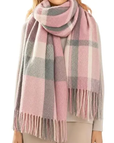 Loritta Winter Scarf for Women, Long Plaid Shawl Wraps Scarves Gifts | Large Fall Scarfs, Big Grid Tartan Blanket, Soft Warm Chunky Oversized, Lattice Tassels, Stocking Stuffers, Christmas gift - 1