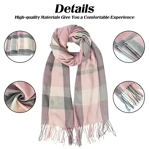 Loritta Winter Scarf for Women, Long Plaid Shawl Wraps Scarves Gifts | Large Fall Scarfs, Big Grid Tartan Blanket, Soft Warm Chunky Oversized, Lattice Tassels, Stocking Stuffers, Christmas gift - 3