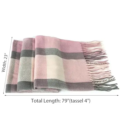 Loritta Winter Scarf for Women, Long Plaid Shawl Wraps Scarves Gifts | Large Fall Scarfs, Big Grid Tartan Blanket, Soft Warm Chunky Oversized, Lattice Tassels, Stocking Stuffers, Christmas gift - 4