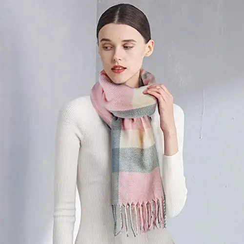 Loritta Winter Scarf for Women, Long Plaid Shawl Wraps Scarves Gifts | Large Fall Scarfs, Big Grid Tartan Blanket, Soft Warm Chunky Oversized, Lattice Tassels, Stocking Stuffers, Christmas gift - 5