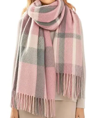 Loritta Winter Scarf for Women, Long Plaid Shawl Wraps Scarves Gifts | Large Fall Scarfs, Big Grid Tartan Blanket, Soft Warm Chunky Oversized, Lattice Tassels, Stocking Stuffers, Christmas gift - Loritta
