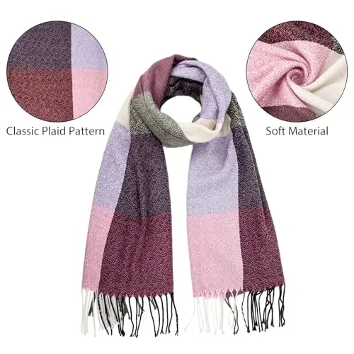 Loritta Womens Scarf Fashion Long Plaid Shawls Wraps Big Grid Winter Warm Lattice Large Scarves Gifts - 3