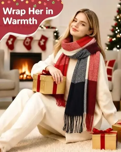 Loritta Womens Scarf Fashion Long Plaid Shawls Wraps Big Grid Winter Warm Lattice Large Scarves Gifts - 6