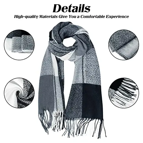Loritta Womens Scarf Fashion Long Plaid Shawls Wraps Big Grid Winter Warm Lattice Large Scarves Gifts - 2