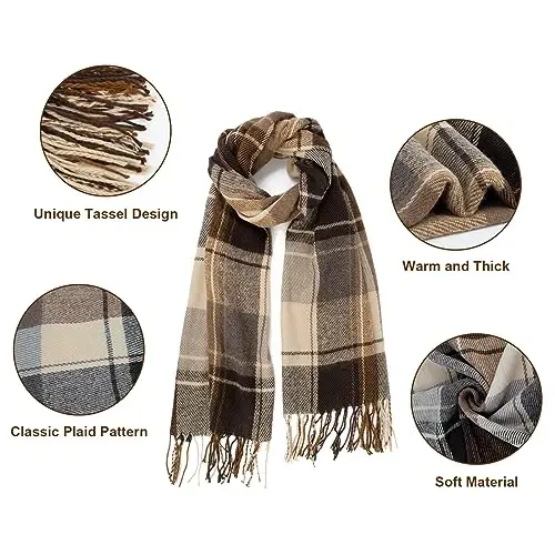 Loritta Womens Scarf Fashion Long Plaid Shawls Wraps Big Grid Winter Warm Lattice Large Scarves Gifts - 2