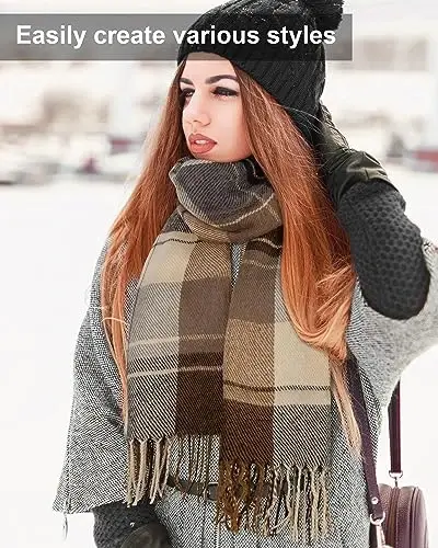 Loritta Womens Scarf Fashion Long Plaid Shawls Wraps Big Grid Winter Warm Lattice Large Scarves Gifts - 5