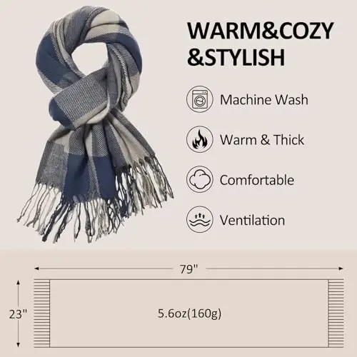 Loritta Womens Scarf Fashion Long Plaid Shawls Wraps Big Grid Winter Warm Lattice Large Scarves Gifts - 1