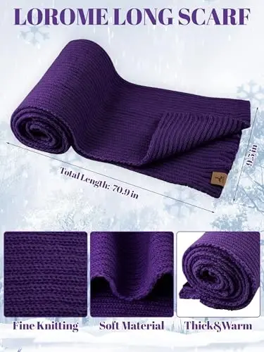 LOROME Women Winter Beanie Hat Scarf Gloves Set, Fleece Knitted Pompom Hat Warm Neck Scarf Touchscreen Gloves Winter Gift - 3