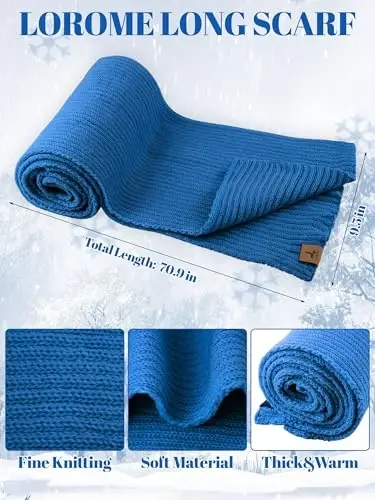 LOROME Women Winter Beanie Hat Scarf Gloves Set, Fleece Knitted Pompom Hat Warm Neck Scarf Touchscreen Gloves Winter Gift - 3