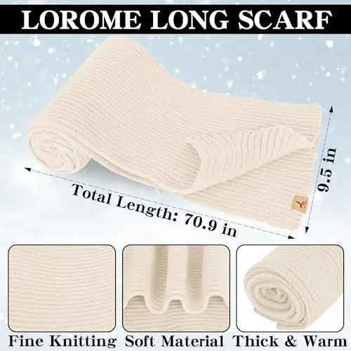 LOROME Women Winter Beanie Hat Scarf Gloves Set, Fleece Knitted Pompom Hat Warm Neck Scarf Touchscreen Gloves Winter Gift - 4