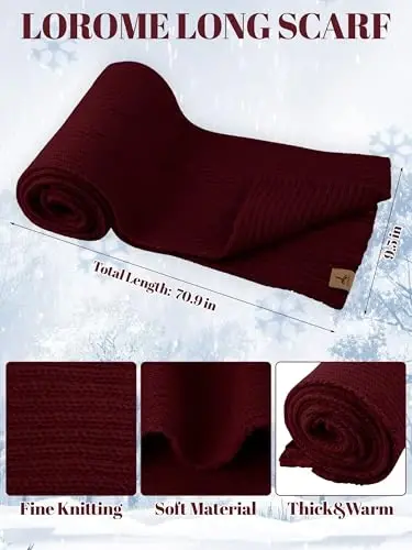 LOROME Women Winter Beanie Hat Scarf Gloves Set, Fleece Knitted Pompom Hat Warm Neck Scarf Touchscreen Gloves Winter Gift - 3