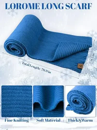 LOROME Women Winter Beanie Hat Scarf Gloves Set, Fleece Knitted Pompom Hat Warm Neck Scarf Touchscreen Gloves Winter Gift - 3