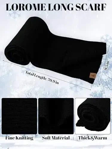 LOROME Women Winter Beanie Hat Scarf Gloves Set, Fleece Knitted Pompom Hat Warm Neck Scarf Touchscreen Gloves Winter Gift - 3