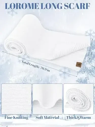 LOROME Women Winter Beanie Hat Scarf Gloves Set, Fleece Knitted Pompom Hat Warm Neck Scarf Touchscreen Gloves Winter Gift - 3