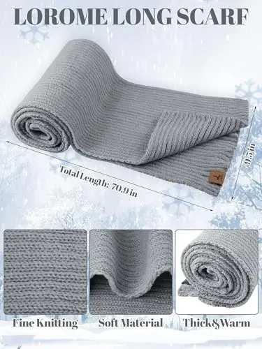 LOROME Women Winter Beanie Hat Scarf Gloves Set, Fleece Knitted Pompom Hat Warm Neck Scarf Touchscreen Gloves Winter Gift - 3