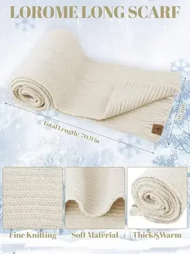 LOROME Women Winter Beanie Hat Scarf Gloves Set, Fleece Knitted Pompom Hat Warm Neck Scarf Touchscreen Gloves Winter Gift - 3