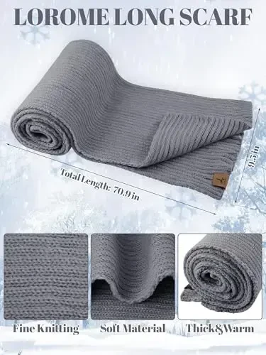 LOROME Women Winter Beanie Hat Scarf Gloves Set, Fleece Knitted Pompom Hat Warm Neck Scarf Touchscreen Gloves Winter Gift - 3