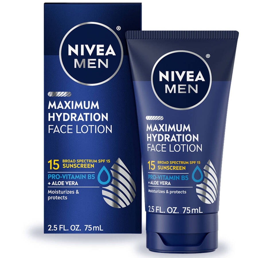 Лосьон для лица NIVEA MEN с интенсивным увлажнением и широким спектром защиты от солнца SPF 15, туба 2,5 жидких унций - 10