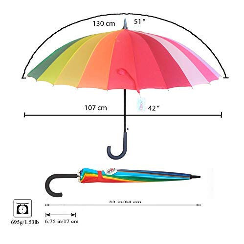 Lot of 10 Variety To Go Color Wheel Umbrella Rainbow Umbrella Sunshade Rain Umbrella (Straight or Hook Handle) Wholesale price - 7