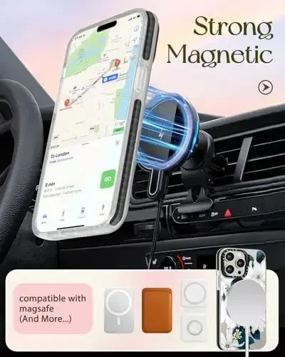 Lotadilo чехол для iPhone 15 Pro для женщин - Kawaii дизайн для девочек, совместимый с Magsafe, магнитный держатель, синие цветочные чехлы для телефона, эстетичный девчачий ТПУ Funda для 15 Pro - 5