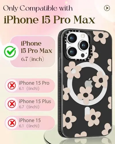 Lotadilo для iPhone 15 Pro Max для женщин - милый дизайн для девочек, совместимый с Magsafe, магнитное кольцо-держатель, подставка, чехлы для телефонов с цветами, эстетичный девчачий ТПУ Funda для 15 Pro Max - 2
