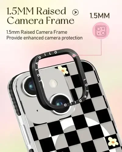 Lotadilo for iPhone 15 Case for Women - Girls Kawaii Design Compatible with Magsafe Magnetic Ring Holder Stand Black Flower Phone Covers Aesthetic Girly TPU Funda for 15 - 3