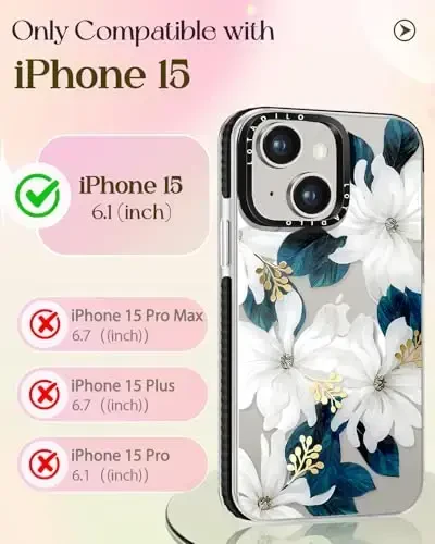 Lotadilo for iPhone 15 Case for Women - Girls Kawaii Design Compatible with Magsafe Magnetic Ring Holder Stand Blue Flower Phone Covers Aesthetic Girly TPU Funda for 15 - 2