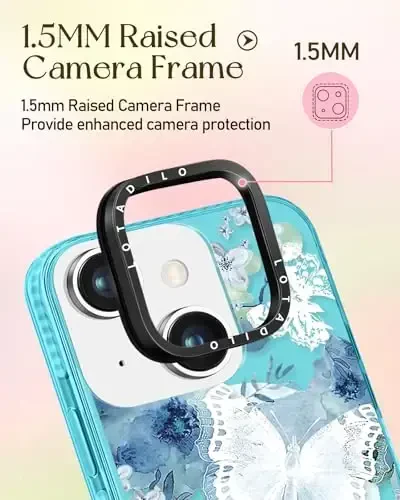 Lotadilo for iPhone 15 Case for Women - Girls Kawaii Design Compatible with Magsafe Magnetic Ring Holder Stand Butterfly Phone Covers Aesthetic Girly TPU Funda for 15 - 11