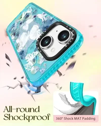 Lotadilo for iPhone 15 Case for Women - Girls Kawaii Design Compatible with Magsafe Magnetic Ring Holder Stand Butterfly Phone Covers Aesthetic Girly TPU Funda for 15 - 7