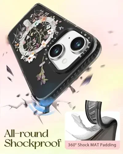 Lotadilo for iPhone 15 Case for Women - Girls Kawaii Design Compatible with Magsafe Magnetic Ring Holder Stand Foral Flower Phone Covers Aesthetic Girly TPU Funda for 15 - 6